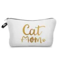 Portable canvas makeup pouch featuring gold Cat Mom print, stylish cosmetic storage bag for daily. - Gold Cat Mom Print Style (hz3339)