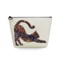 Leinwand Kosmetiktasche Detail, mit buntem Blumen Katzen Druck und schwarzem Reißverschluss. - Katze Blumen Mandala (sn2972)