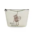 Niedlicher Cartoon-Affe Leinen Kosmetiktasche, tragbare Reißverschluss Make-up Tasche für Reisen. - Affen-Druck-Stil (sn3058)