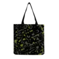 Canvas tote bag with neon green graffiti letter print, reusable casual shoulder handbag. - Black Gray Neon Green Contrast Letter Style (hm0345)