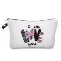 Tragbare Kosmetiktasche mit modischem Buchstaben-Druck und praktischem Reißverschluss für Damen. - Farbblock I Love You Stil (hz3342)