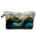 Detail de la trousse de maquillage imprimee baleine montagne fermeture eclair portable - Style Imprimé Paysage (hz3100)