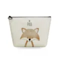 Detailansicht der niedlichen Cartoon Fuchs Leinen Make-up Tasche mit schwarzem Reißverschluss. - Fuchs-Druck-Stil (sn3059)
