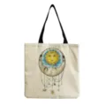 Artistic celestial sun moon print canvas tote bag detail, retro style shoulder bag. - Sun Moon Stars Art Print (hm3523)
