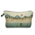 Vue détaillée de la trousse de toilette portable avec impression de paysage aquarelle. - Style Imprimé Paysage (hz3103)