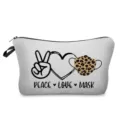 Tragbare Kosmetiktasche mit süßem Leo-Print Motiv, Reißverschluss Make-up Etui für Reisen. - Peace Love Mask Leopardenstil (hz3345)
