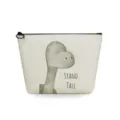 Nahaufnahme des beige Canvas Kosmetiktäschchens mit niedlichem Dinosaurier und Text. - Dinosaurier-Druck-Stil (sn3061)