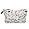 Borsa cosmetica con stampa doodle medica, borsa da viaggio e custodia per rossetto vista. - Stile Scarabocchio Linea Medica Bianco (hz2327)