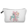 Neceser de maquillaje con bailarina y unicornio, bolsa de viaje portátil con cremallera. - Ballet de Unicornio Blanco (hz5249)