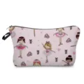 Vista detallada del neceser de maquillaje con bailarinas, bolsa cosmetica rosa con cremallera. - Bolsa de Zapatillas de Ballet Rosa (hz5252)