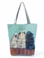 Detailed view of the cute pug print canvas tote bag, featuring artistic back design. - Pug Dog Back View Print Style (hl4438)