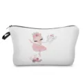 Bonita bolsa de maquillaje bailarina neceser de viaje portátil estuche cosmético con cremallera - Cisne Floral Rosa Suave (hz5253)