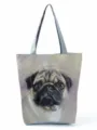 Canvas tote bag featuring a detailed artistic pug dog oil painting print close-up view. - Realistic Oil Painting Pug Portrait Style (hl4447)