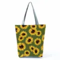 Sonnenblumen Muster Detailansicht der Freizeittragetasche, lebendiges Blumenprint Design. - Sonnenblume auf grünem Hintergrund Stil (hl5182)