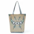 Canvas tote bag with mystical eye print, vintage design, large capacity casual shoulder bag. - Retro Mysticism Print (hl2710)