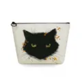 Borsa cosmetica in tela con stampa gatto nero, custodia per trucco per viaggio e uso quotidiano. - Stile Testa di Gatto Nero (sn2753)