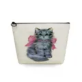 Borsa per cosmetici in tela con stampa di gatto carino, astuccio per trucco da viaggio. - Stile Gatto Vintage (sn2757)