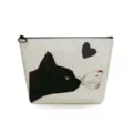 Borsa cosmetica in tela con elegante stampa di gatto nero e farfalla, ideale viaggio. - Stile Gatto Nero Farfalla (sn2758)