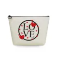 Portable canvas cosmetic bag with stylish love letter print, perfect for daily travel and storage. - Red Heart Letter Print Style (sn3343)