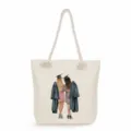 Τσάντα shopper από καμβά με τύπωμα αποφοίτησης, μεγάλη τσάντα ώμου για καθημερινή χρήση. - Εικονογράφηση Περιόδου Αποφοίτησης (ms3476)