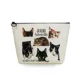 Borsa cosmetica in tela con simpatici motivi di gatti ad acquerello, custodia da viaggio compatta. - Stile Cat Attack (sn2762)