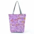 Purple gold marble pattern tote bag, casual daily shoulder handbag, lightweight large capacity. - Purple Marble Style (hl8974)