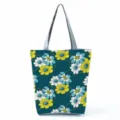 Γυναικεία τσάντα tote με vintage floral print, μεγάλη υφασμάτινη τσάντα ώμου για καθημερινή χρήση. - Σκούρο Μπλε Vintage Φλοράλ