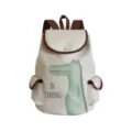 Cute canvas backpack with green cartoon crocodile print and brown leather trim for students. - Crocodile Pattern Style (sj3055)