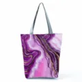 Detail view of the stylish purple marble pattern tote bag, featuring abstract artistic prints. - Purple Pink Marble Style (hl8975)