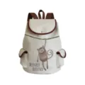 Cute animal print canvas backpack for daily travel and school use with brown leather trim. - Monkey Pattern Style (sj3058)
