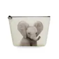 Détail de la trousse de toilette avec imprimé éléphant, texture lin et fermeture éclair noire. - Imprimé Éléphant (sn2764)
