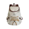 Canvas backpack with cute fox print and beige design for casual daily travel and students. - Fox Pattern Style (sj3059)