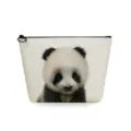 Détail de la pochette à cosmétiques en toile avec impression de panda mignon et fermeture. - Imprimé Panda (sn2765)