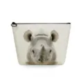 Trousse de toilette compacte en toile avec impression rhinocéros et fermeture éclair. - Imprimé Rhinocéros (sn2766)