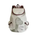 Canvas casual backpack for daily use with cute dinosaur print and brown leather trim design - Dinosaur Pattern Style (sj3061)