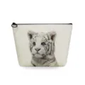 Cute white tiger makeup bag, portable travel cosmetic pouch and toiletry storage organizer. - White Tiger Print (sn2767)