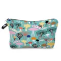 Detailed view of the cute colorful mushroom print cosmetic pouch with convenient black zipper pull. - Colorful Cartoon Mushroom Style (hz0068)