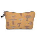 Close-up detail of the vintage mushroom and snail pattern cosmetic bag with zipper. - Vintage Mushroom and Snail Print Style (hz0686)