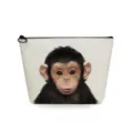Canvas cosmetic bag with cute baby chimpanzee print, portable travel makeup storage pouch. - Gorilla Portrait Print (sn2776)