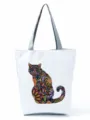 Sac a main en toile avec imprime chat floral colore, ideal pour les voyages quotidiens. - Style Chat Illustration de Fleurs (hl2974)