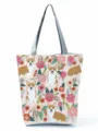 Sac cabas en toile à motif de corgi et fleurs, sac à épaule pour voyage quotidien. - Style Corgi Imprimé Floral (hl2979)