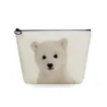Close-up detail of the portable cosmetic bag featuring a cute polar bear cub print and zipper. - Polar Bear Cub Print (sn2785)