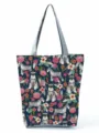 Sac cabas en toile avec imprimé Schnauzer et fleurs, sac bandoulière décontracté. - Style Schnauzer Rose Florale Bleu Foncé (hl2980)