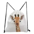 Cute Giraffe Print Drawstring Backpack Lightweight White Casual Daypack for Students Daily - Giraffe Style (sk2763)