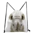 Detailed view of the rhino print drawstring backpack showcasing realistic animal graphic design. - Rhino Style (sk2766)