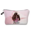 Süße Mutter Tochter Kosmetiktasche mit Marmor Hintergrund und Kronen Prinzessin. - Rosa Marmor (hz3016)