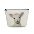 Cute lamb print canvas cosmetic bag, portable travel makeup pouch with smooth zipper. - Lamb Print (sn2794)