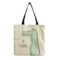 Bolso tote de lona con estampado de cocodrilo de dibujos animados y cita inspiradora para uso diario. - Estilo Cocodrilo (hm3055)