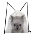 Leuke koala print witte gymtas met trekkoord voor school, reizen en dagelijks gebruik. - Koala Portret Stijl (sk2774)