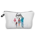 Tragbare Make-up-Tasche mit niedlichem Familien-Cartoon-Druck und praktischem Reißverschluss. - Familien Marmor (hz3023)